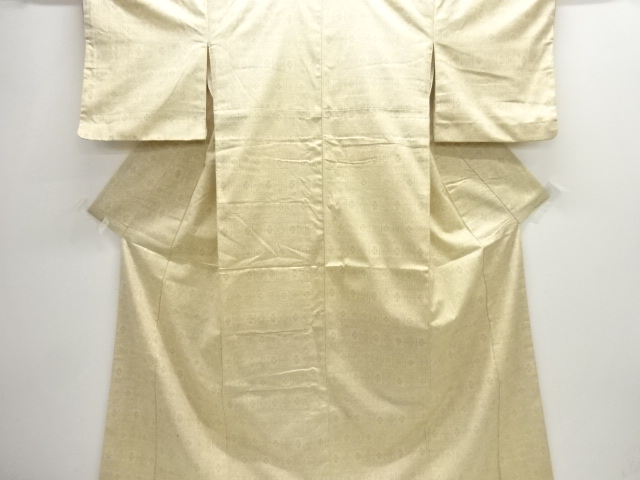 亀甲に花模様織出し手織り紬着物